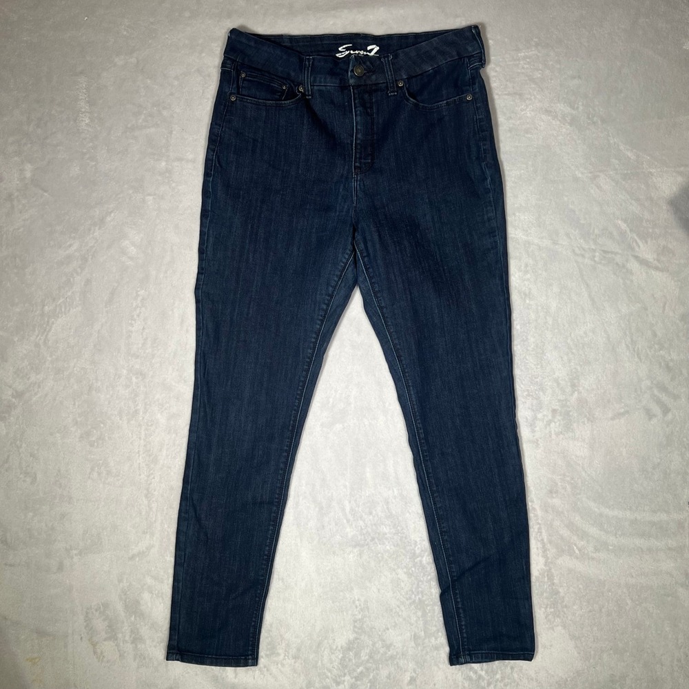 Seven7 Jeans Womens Size 12 Blue Dark Wash Skinny Mid‎ Rise Slim Fit Denim